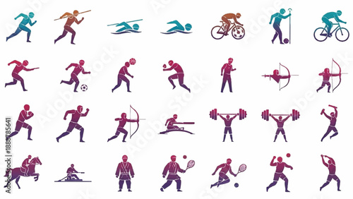 Colorful montage of athletes in motion engaging in diverse sports and workouts.