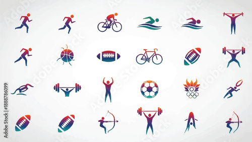 Athletic Icons Collection: Diverse Sports Activities and Dynamic Movement Illustrations.