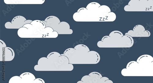 Seamless dark blue cloudy night sky with zz pattern