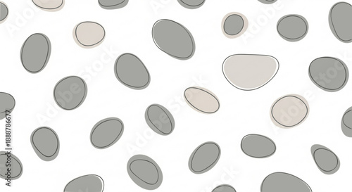 Seamless scattered gray pebble stone pattern texture background