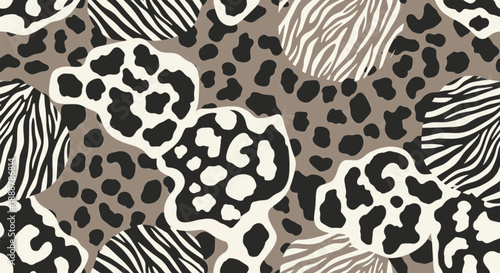 Seamless animal print leopard zebra mix pattern