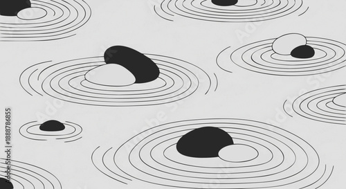 Seamless gray zen stones ripple water pattern