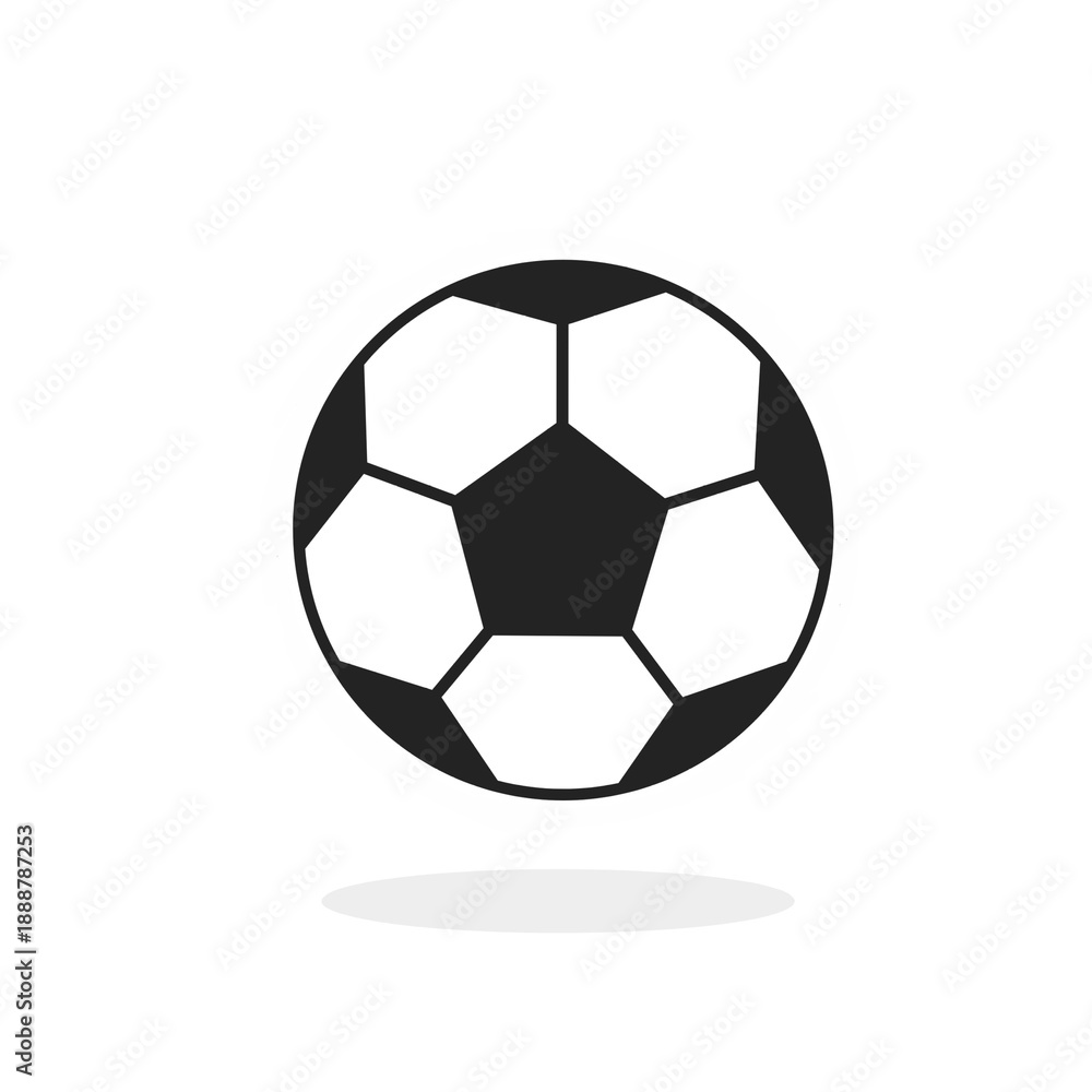 Fototapeta premium Traditional soccer ball with classic hexagonal and pentagonal paneling. Minimalist black silhouette vector representing global football culture, professional sports competition, and athletic teamwork.
