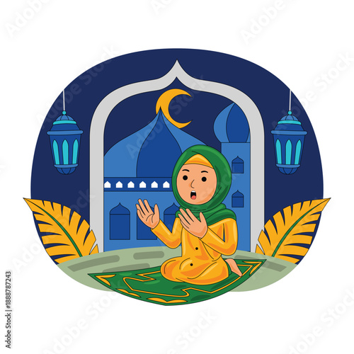 Woman Praying on a Prayer Mat