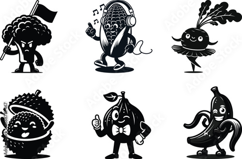 Bold veggie life silhouette bundle set for impactful graphics on healthy living posters and gym