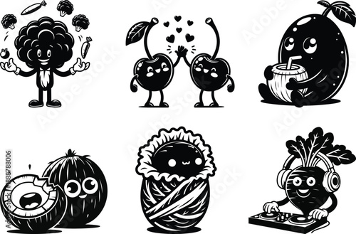 Innovative veggie life silhouette bundle set for modern food tech startups and healthy app interface design