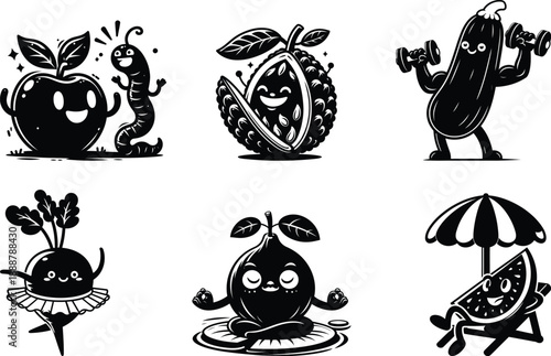 Standard veggie life silhouette bundle set for everyday crafting needs and simple diy projects