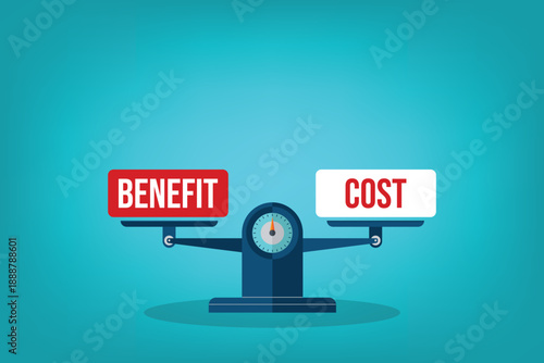 Benefit and cost on a scales 