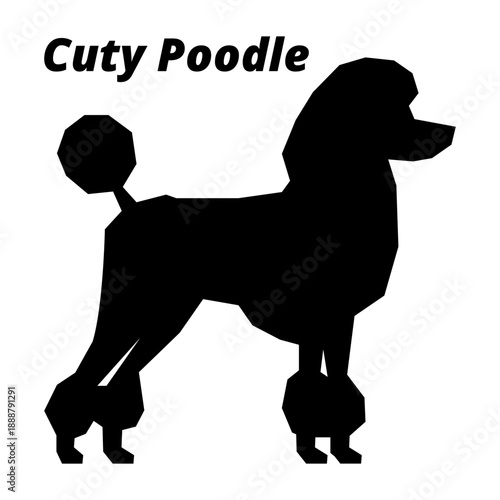 Cute Poodle dog Black Silhouette Dog Breed Side Graphic