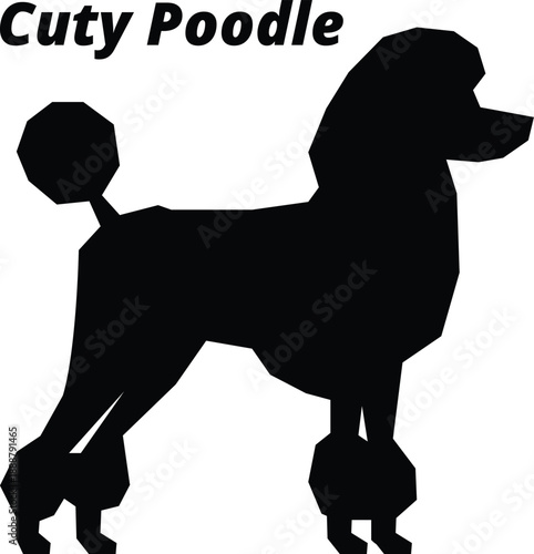 Cute Poodle dog Black Silhouette Dog Breed Side Graphic