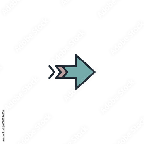 A large teal arrow pointing right with motion blur effect on a simple design