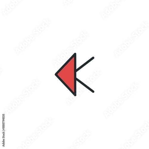 Red play button icon on white background, illustration, simple design, modern media control
