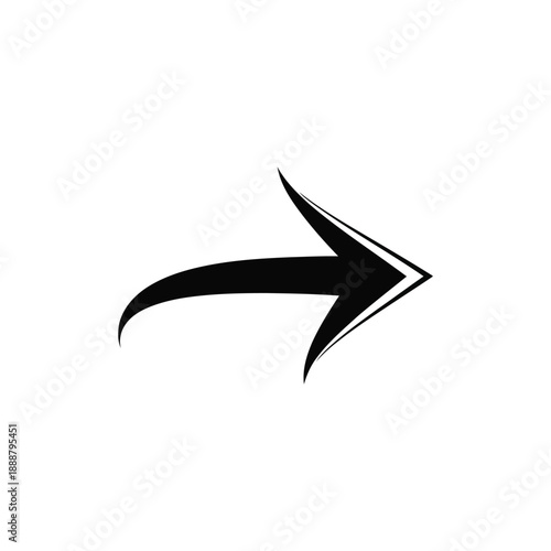 A large black arrow pointing right direction on transparent background illustration