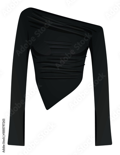 Black off shoulders t shirt. vector	
