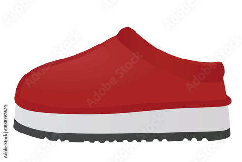 Red chunky snow boot. vector