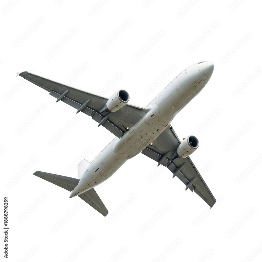 Obraz premium Commercial airliner in flight isolated on transparent background