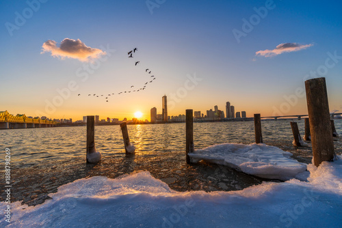 Wallpaper Mural Sunset at seoul city and Downtown skyline in Seoul, South Korea. Torontodigital.ca