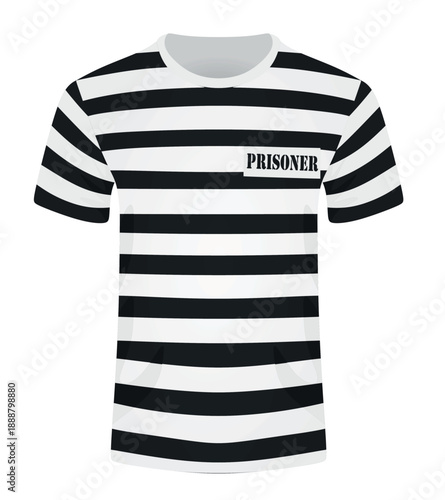 Prison uniform. striped hat and t shirt . vector illustration