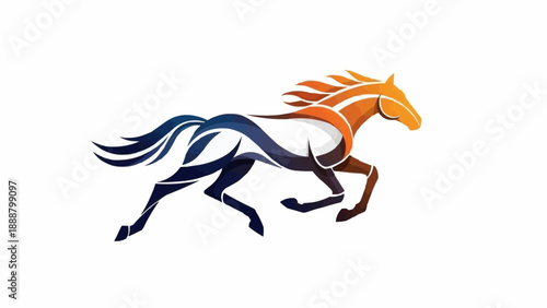 Stylized Horse Silhouette Running Abstract Design.