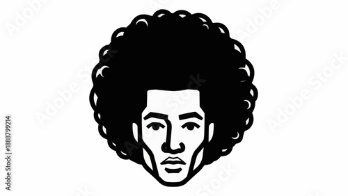Stylized Illustration of a Man with a Large Afro Hairstyle.
