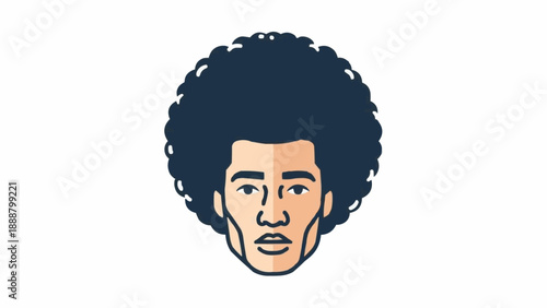 Stylized illustration of a man with a large afro hairstyle.