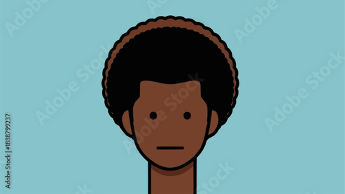 Stylized illustration of a man with an afro hairstyle.