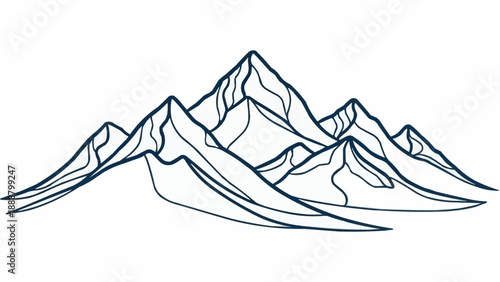 Stylized illustration of a mountain range with sharp peaks.