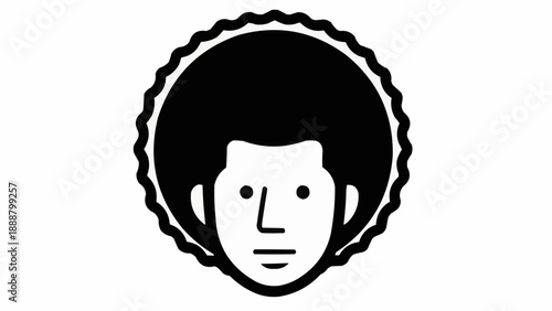 Stylized illustration of a person with a large afro hairstyle.