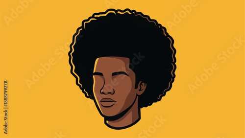 Stylized illustration of a person with an afro hairstyle.