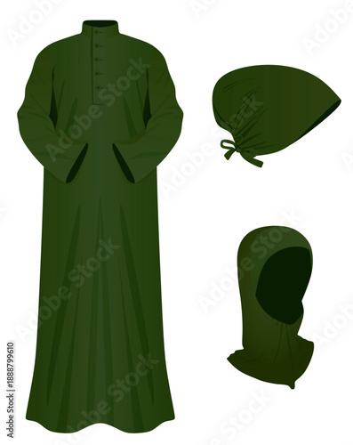 Green Arabic clothes. vector illustration