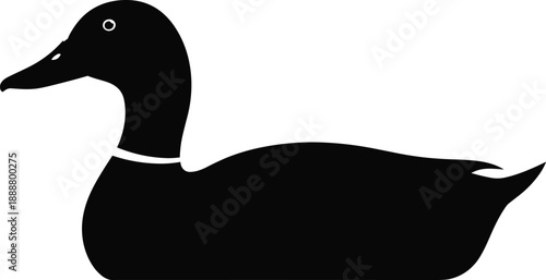 Mallard duck silhouette vector, wild bird floating on water, waterfowl swimming icon for nature design, hunting club logo, and pond life illustration, outdoors theme
