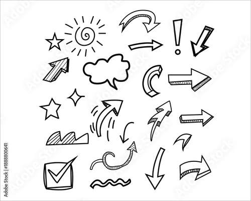 Hand drawn doodle arrows and symbols