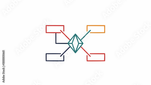 Colorful flowchart diagram connections lines.