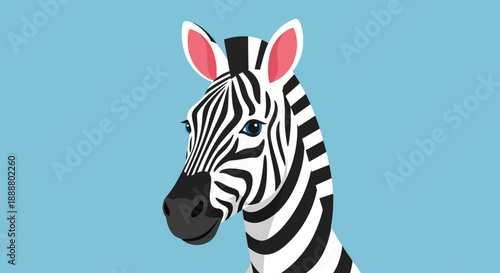 Illustration of a zebra's head with black and white stripes.
