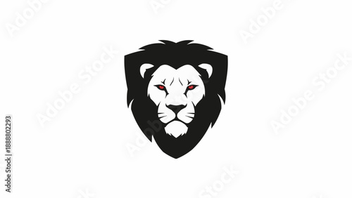 Stylized Lion Head Emblem on White Background.