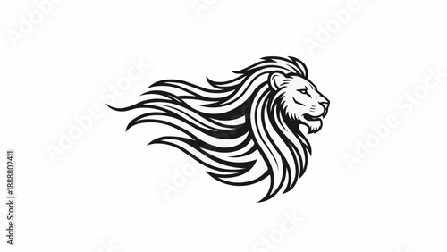 Stylized Lion Head Profile Illustration.