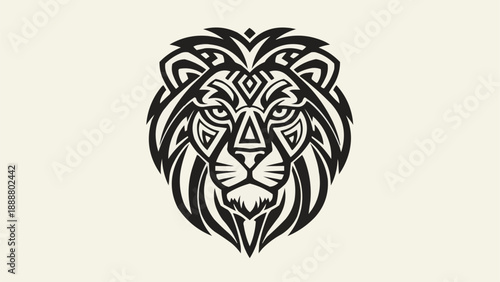 Stylized Lion Head Tribal Tattoo Design.