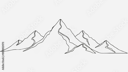 Stylized mountain range illustration in simple line art.