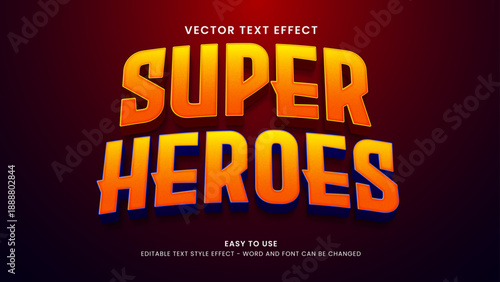 editable text effect super heroes 3d style premium vector