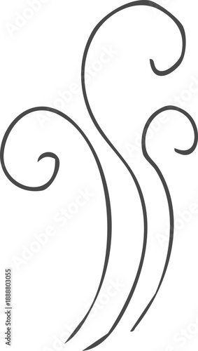 Smell steam and smoke lines icon. Air wind and scent linear hand drawn doodle. Hot vapor, aroma, smell, waves from food sketch.