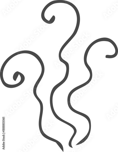 Smell steam and smoke lines icon. Air wind and scent linear hand drawn doodle. Hot vapor, aroma, smell, waves from food sketch.