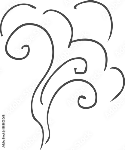 Smell steam and smoke lines icon. Air wind and scent linear hand drawn doodle. Hot vapor, aroma, smell, waves from food sketch.