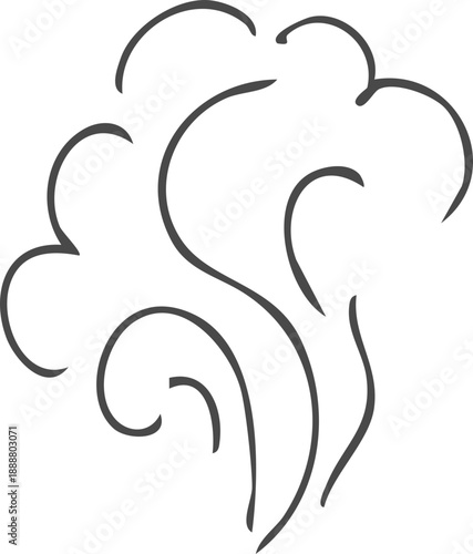 Smell steam and smoke lines icon. Air wind and scent linear hand drawn doodle. Hot vapor, aroma, smell, waves from food sketch.