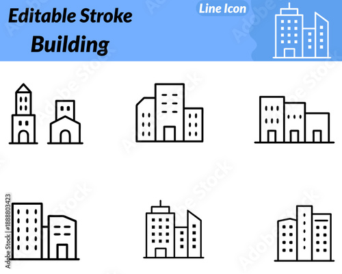 A modern vector character icon depicting a building or office structure with a friendly approachable design. The building features clean windows a clear entrance and simple architectural lines.