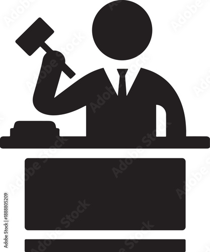 Justice Court Judge Holding Gavel Symbol Of Law Authority Legal Decision Making And Judicial Power Icon Illustration