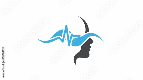 Medical Health Heartbeat Brain Logo Design.