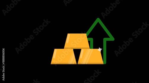 motion animation concept of gold prices rising