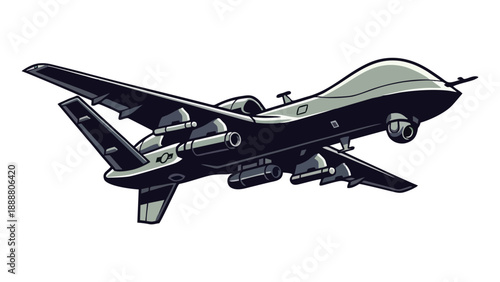 Military Unmanned Aerial Vehicle UAV Drone Illustration for Defense and Surveillance Concepts