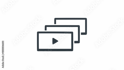 Video playlist icon representing multiple media files.