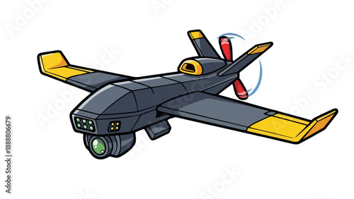 Cartoon Surveillance Drone with Camera for Aerial Reconnaissance and Security Concept